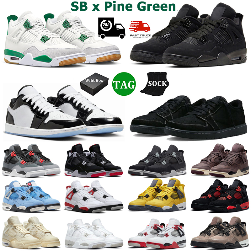 

4 basketball shoes for men women 4s Pine Green Military Black Cat Red Thunder Sneakers 1 TS Mens 4 1s Sports Trainers Outdoor With Box sb, #1 36-45