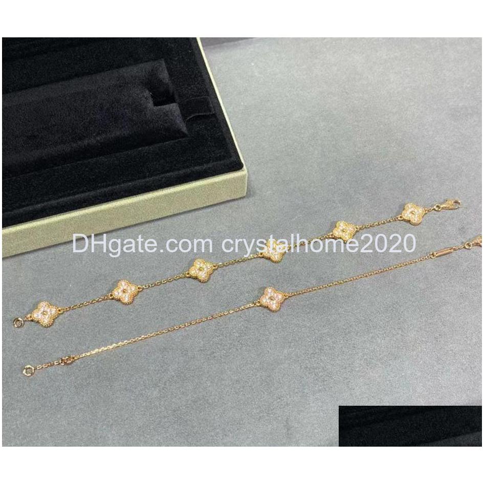 

Pendant Necklaces Luxury Va Esigner 18K Gold Cross Chain Mini Clover 4 Leaf 6 Flower Choker Shining Diamond Otbie