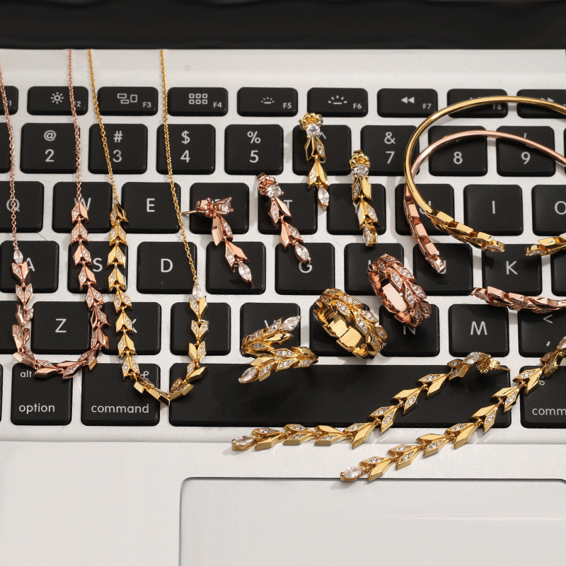 

Brand luxury Wheat Designer Series Stud Earrings Necklaces Bangle Rings Jewelry 925 Silver Bling Shining Diamond Crystal Long Tassel Earings Earring