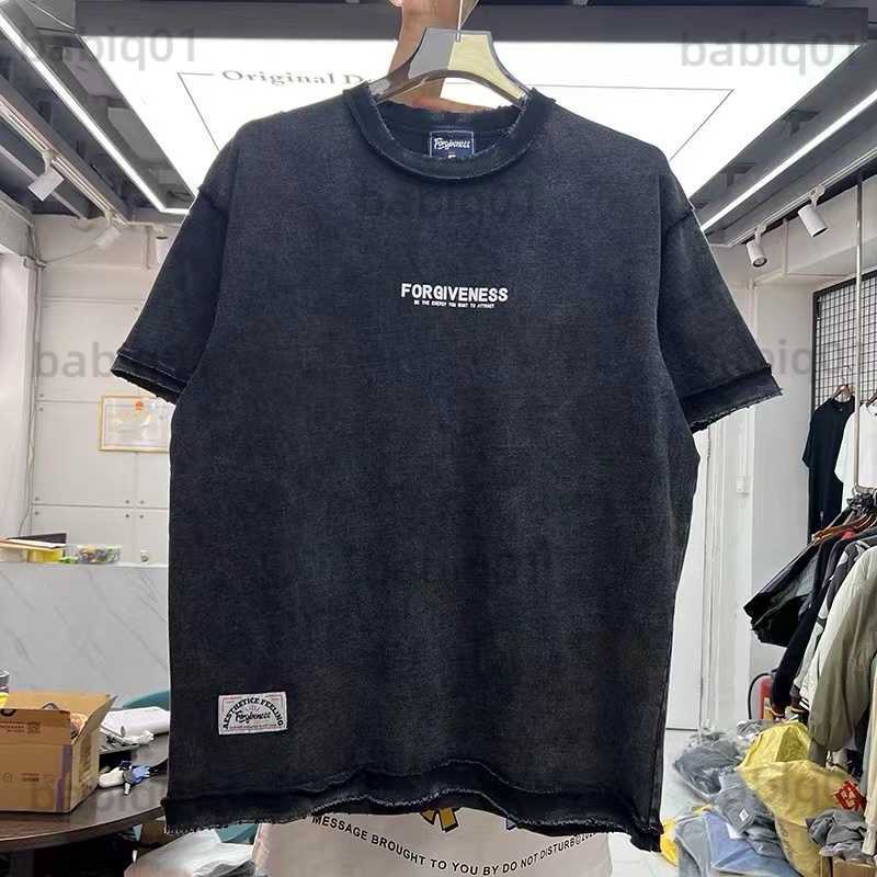 

Men's T-Shirts Heavy washes the base letter printing shirt T-shirt T230321, Black