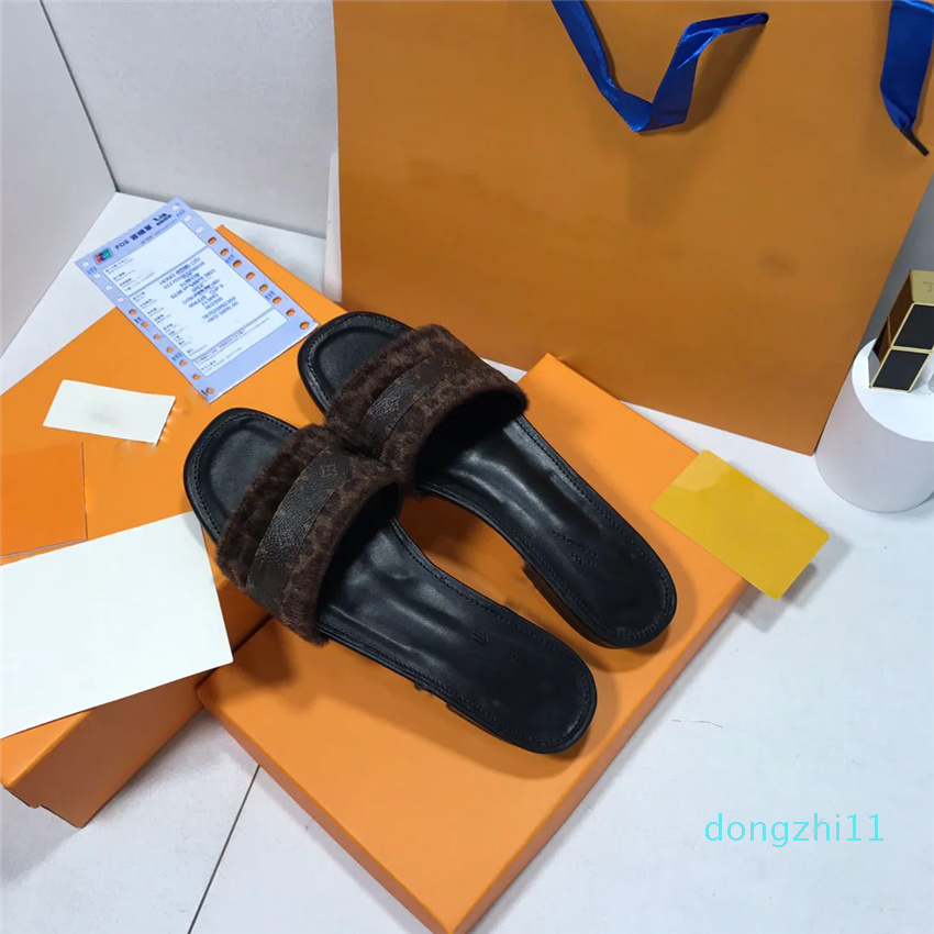 

2023 New Designer Slippers Casual Leather Women's Orange Sandals Beach Shoes Jelly Shoes Original Box 35-40