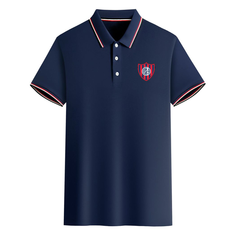 

San Lorenzo Mens Polos Sports Soccer Polo Shirts men Short Sleeve football training PoloShirts summer Fashion Casual Business Tops Asian Size S-6XL, Red