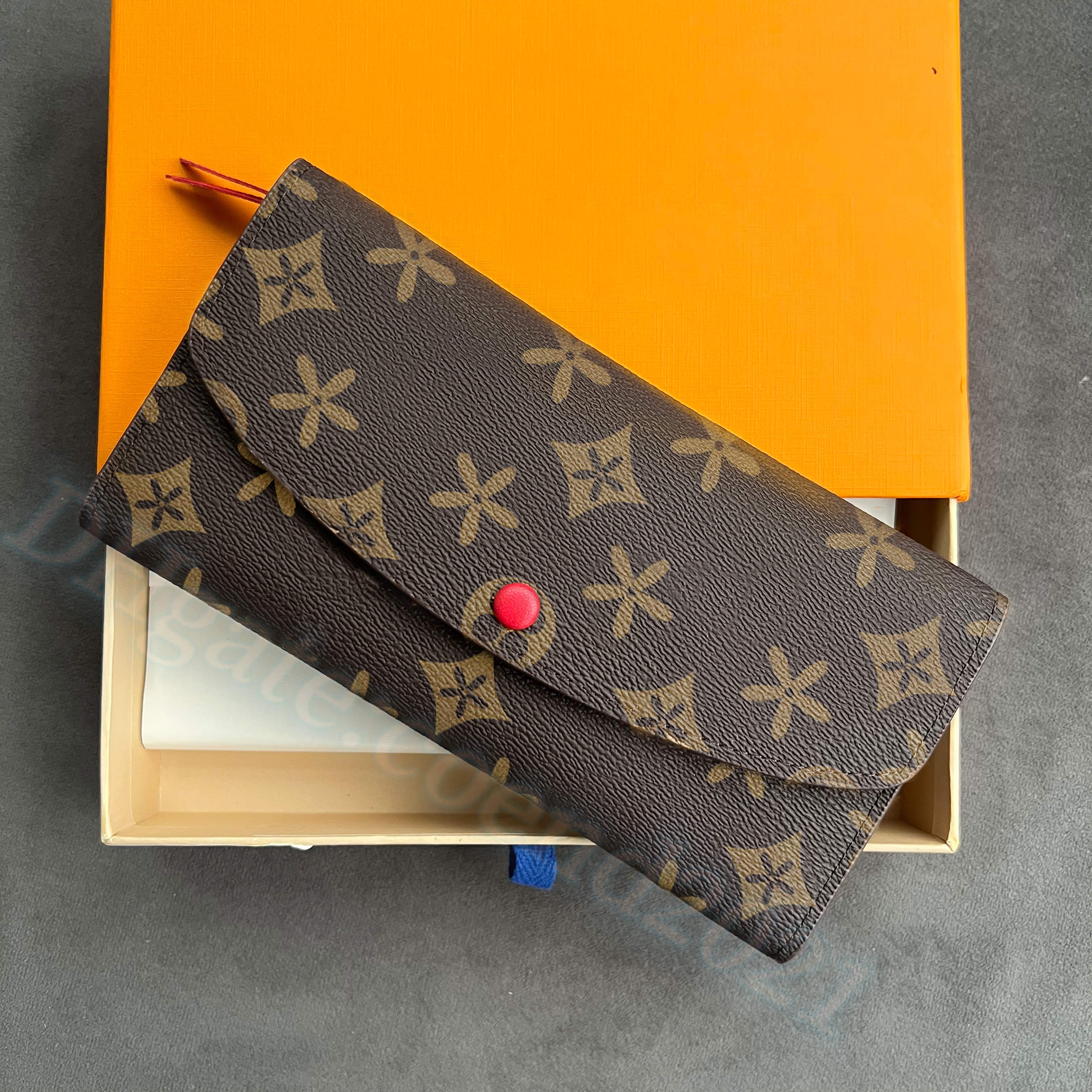 

2023 Women's Coin Purses M60697 Emilie long wallet mens Purse card holders 4 credit card slots Luxury Designer Clutch Bags button Man cardholder key pouch wallets gift, Mon0gram red