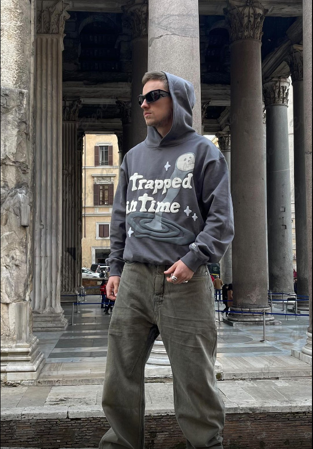 

Letter Sweatshirts Broken Planet Men's Hoodies Print Hoodie Harajuku Retro High Street Loose Pullover Oversized Men's Sweatshirt Foaming Y2k Clothes IO0W