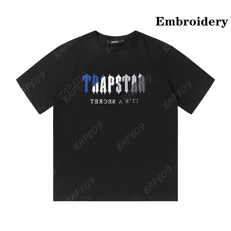 

Men Summer Trapstar T-shirt Rainbow Towel Embroidery Decoding Men t Shirt Men Black White Round Neck Tshirtsgxqt 232A582A58, B 22
