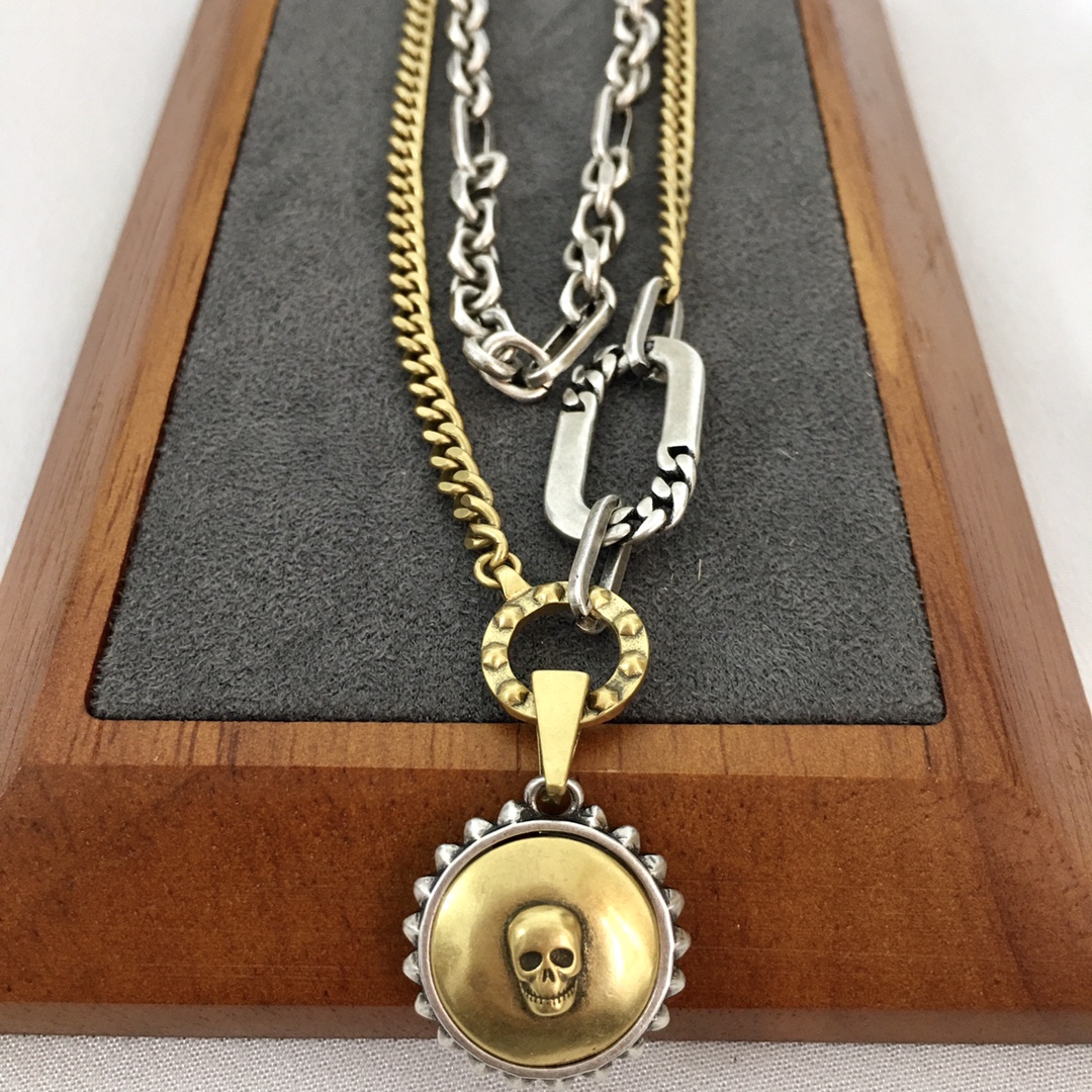 

Gemstone Pearl Pendants Gold Choker Necklaces Vintage Hiphop Rock Punk Skull Skeleton Heads Thick Chain Necklace Men Women Designer Jewelry Gifts XMCQN8008