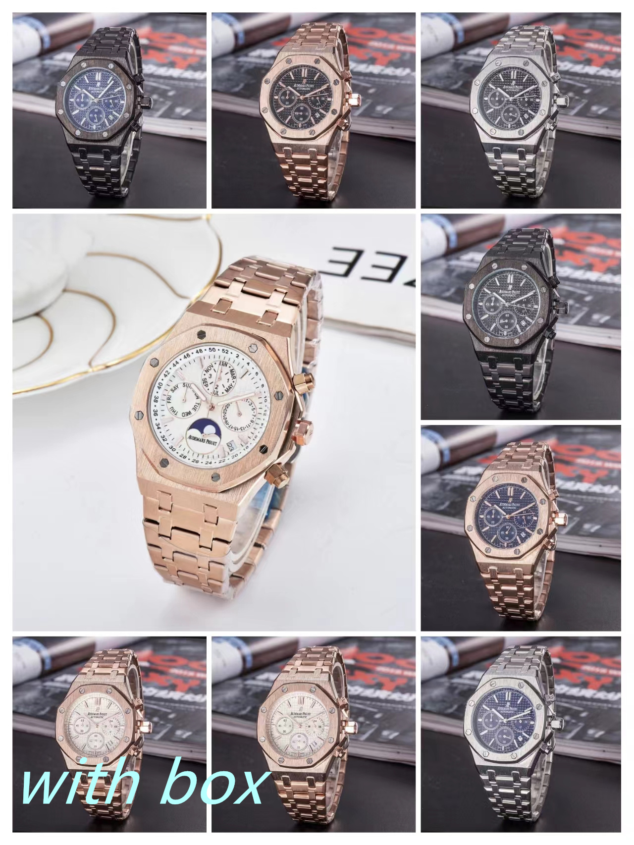 

Audemars Piguet ap Men's Watch Rose Gold Stanless Steel 42mm VK Chronograph Quartz Movement Sports Men Watches