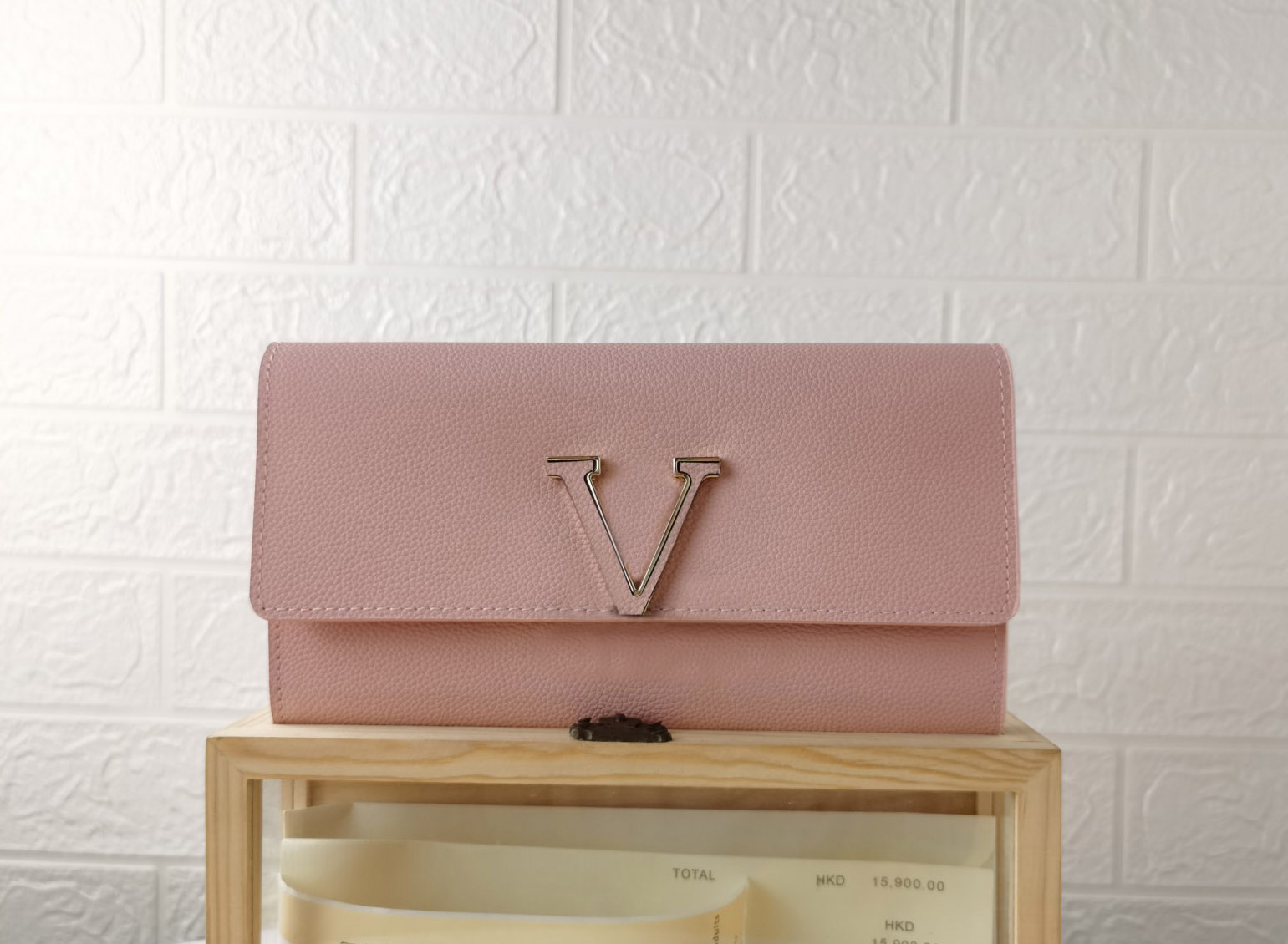 

Fashion designer wallets luxury capucines purses mens womens metal digram long card holders flower letter ladies slim money clutch bags with box, 61248#metal digram
