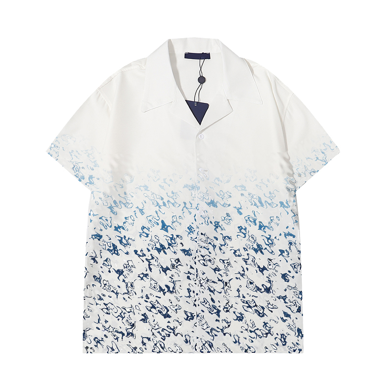 

Design Blouse Men's Camisas De Hombre Fashion Geometric Letter Print Casual Shirts Men Short Sleeve Turn Down Collar Business Dress Shirt -3XL 5J0A