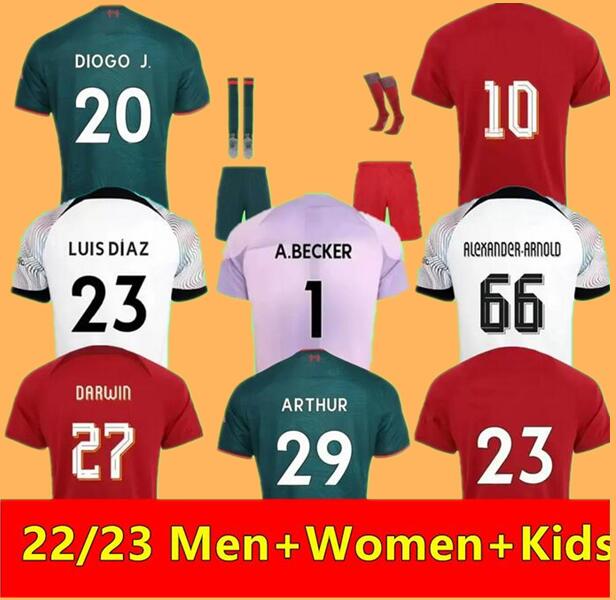 

22 23 24 soccer jerseys GAKPO DARWIN 2023 2024 Mohamed Luis DIaz Alexander Arnold football kit tops shirts men kids uniform A.BECKER goalkeeper sets