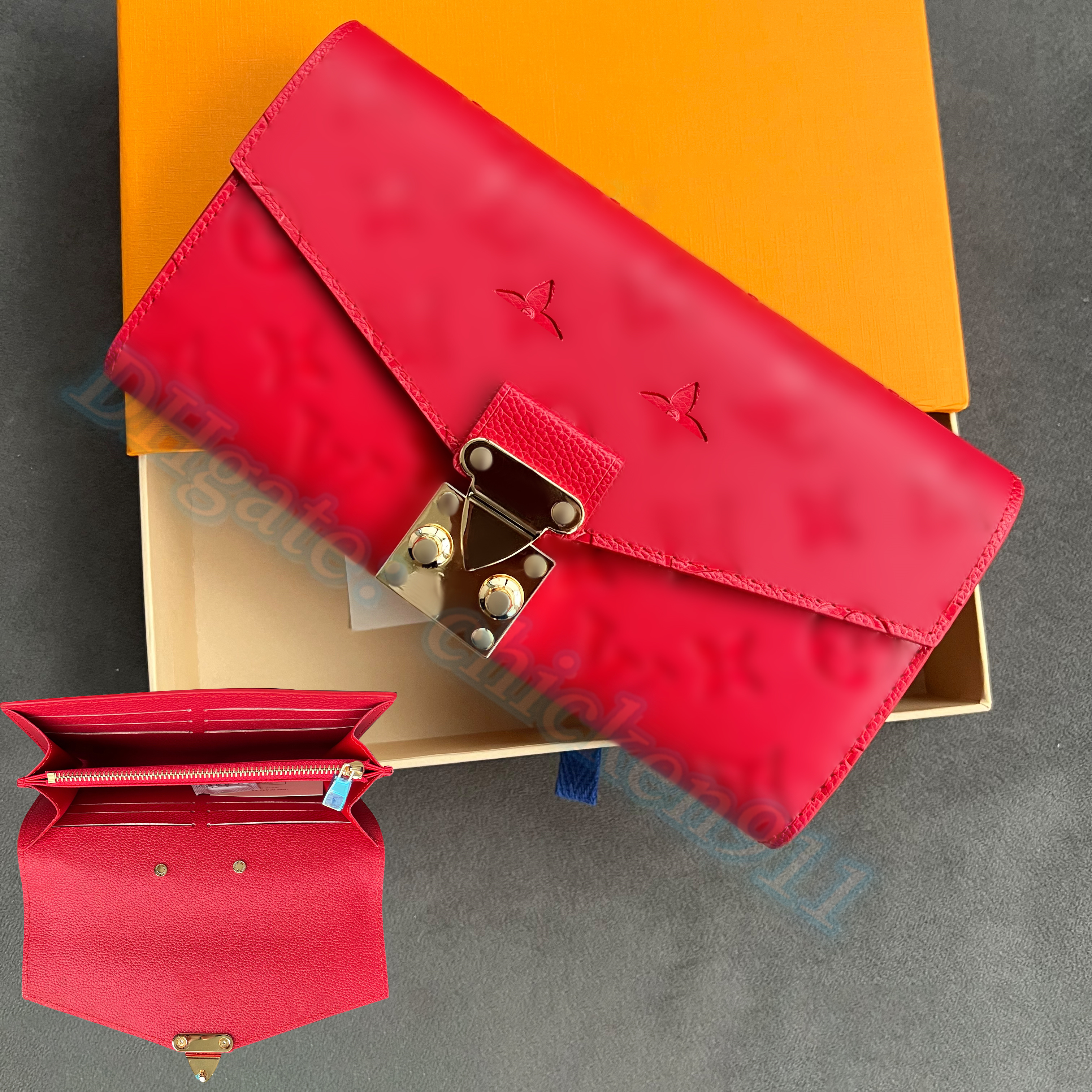 

Top quality Men long wallet bag Women Designer wallets Cardholder Purse passport Holders black Embossed card holders Luxury classic Coin purses key pouch Clutch Bag, Fuchsia