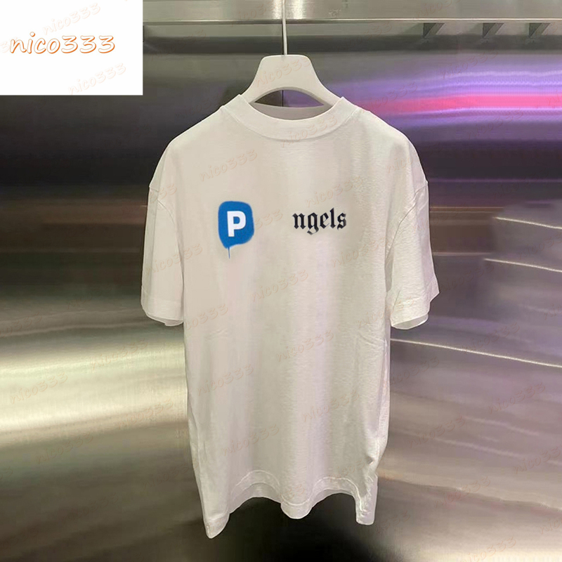 

23ss new t shirt spray letters printed cotton loose round neck hundred with men and women with the same short sleeve, #17