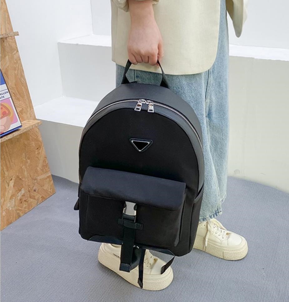 

School Bags Twin set fashion canvas backpack for women fashion back pack for men shoulder bag handbag classic backpack messenger bag parachute fabric, Black