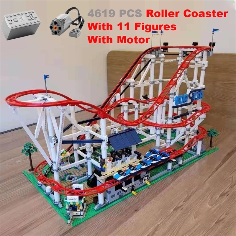 

Blocks In Stock 19PCS With Motor Roller Big Coaster Compatible 15039 18003 10261 DIY Model Building Bricks Kid Birthday Gifts 230321
