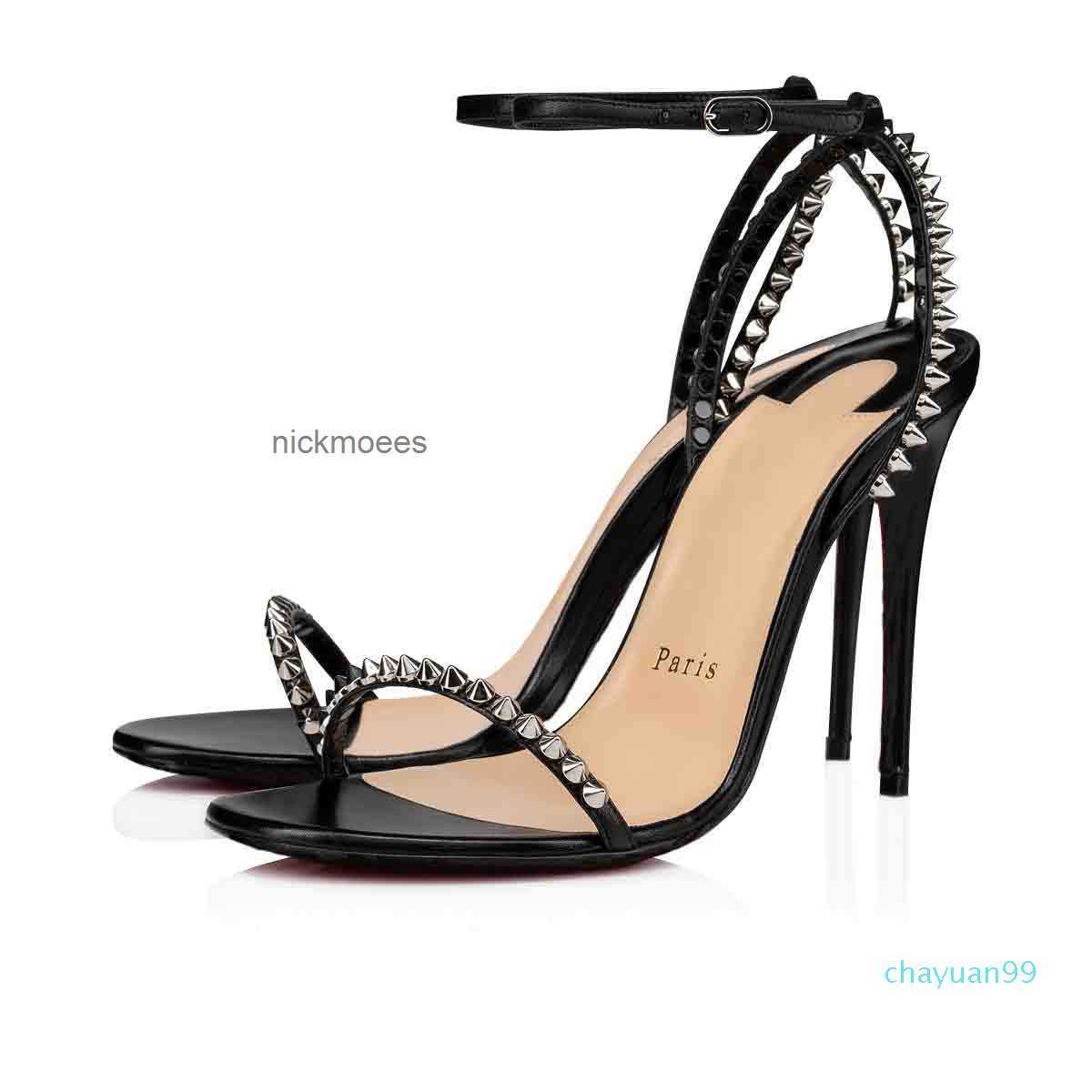 

Summer Lofty Heels Lady Sexy Sandals So Me Spiked Black Nuede Veau Velours Leather Cool Ankle Strap Women Wedding Party Dress Shoes