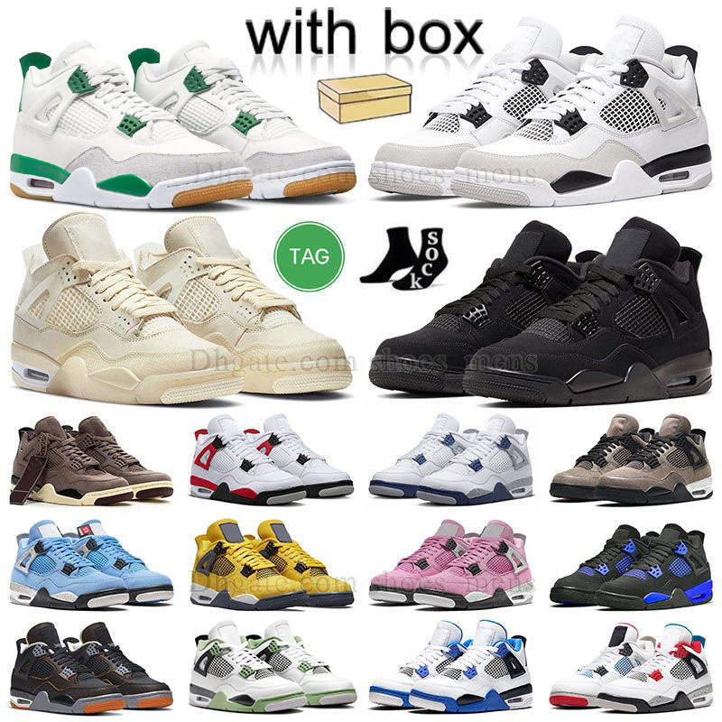 

With Box Jordens jordes 4s with box basketball shoes jumpman 4 pine green retro ow sail white oreo military black cat seafoam j4 pink offs white trainers designer mens, J09 36-47 cool grey