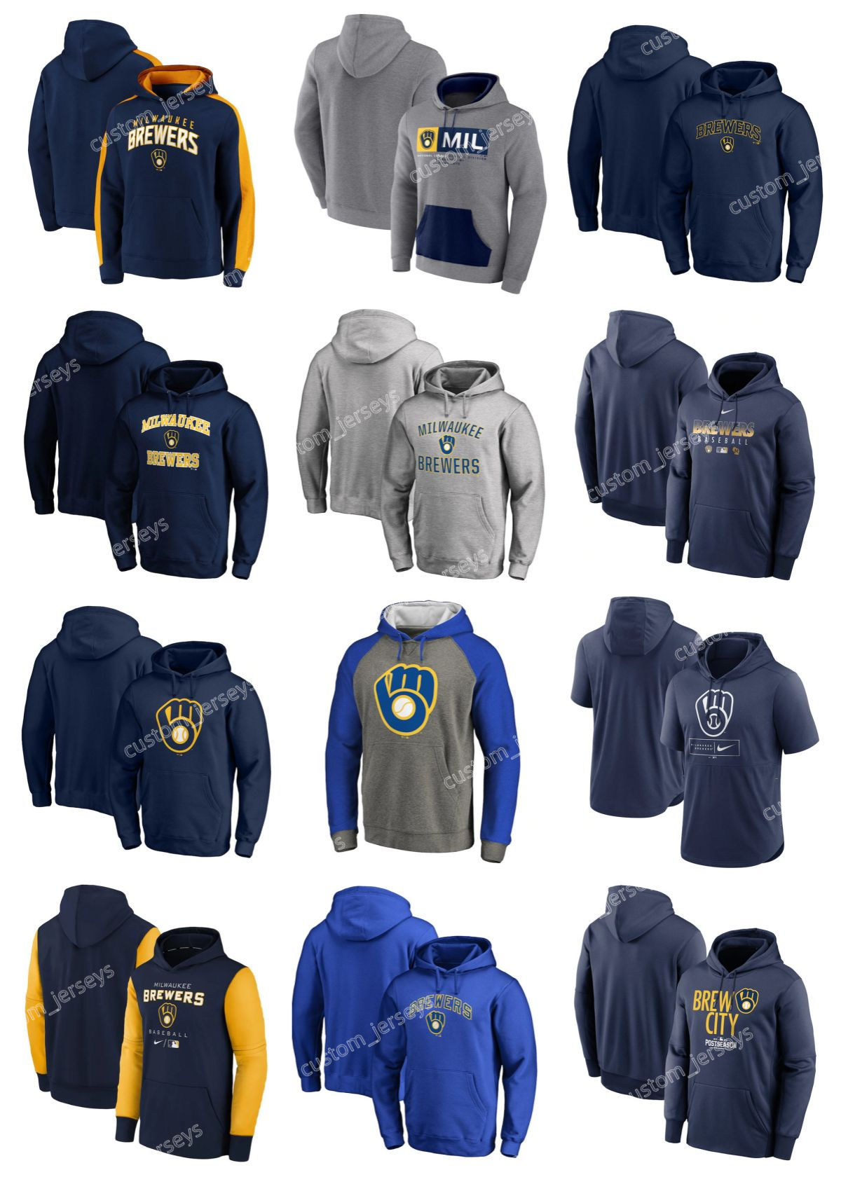 

Milwaukee''Brewers''Hoodie Men Women Youth Olive 2022 Salute to Service Therma Performance Pullover Custom Jersey Baseball Hoodie, #12