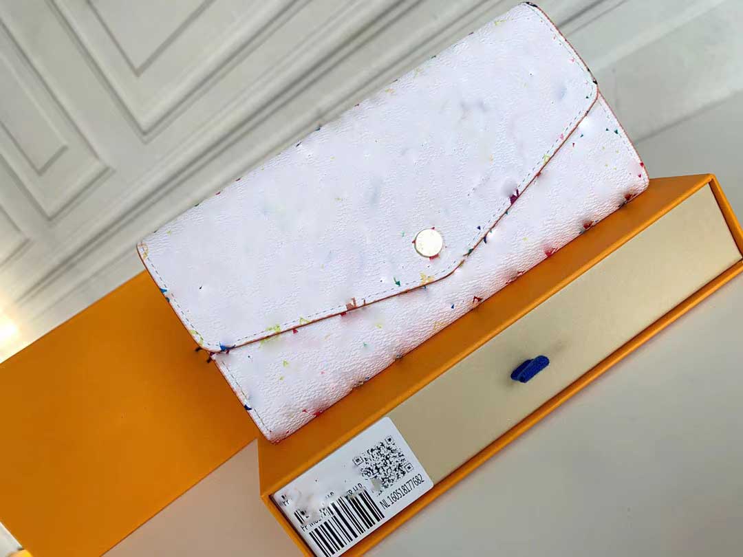 

2023designer wallet card and coin famous women wallet leather wallet card clip coin wallet free gift box, White checkerboard