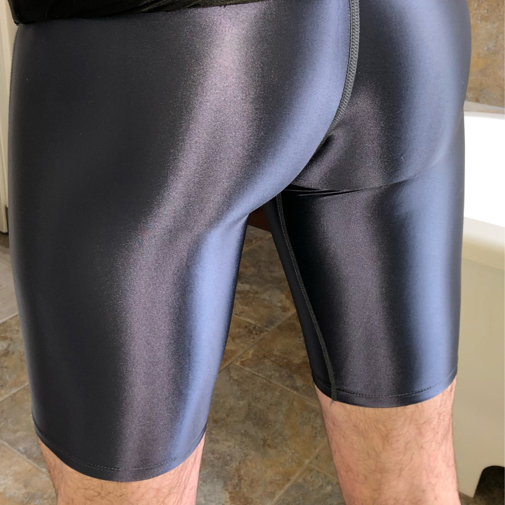 

Women's Shorts LEOHEX Short Men Fitness Yoga High Waist Tights Glossy Pants Summer Slim KneeLength Bottoms Sexy Satin Leggings 230322, Blue