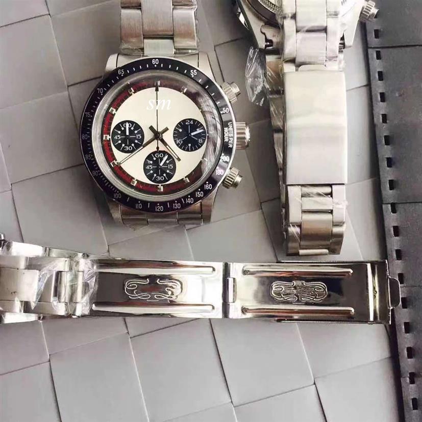 

Vintage Watch Perpetual Paul Newman VK63 Movement Quartz Stopwatch Male Clock Stainless Steel Men Watches 37mm Wristwatches R822250, Red and black