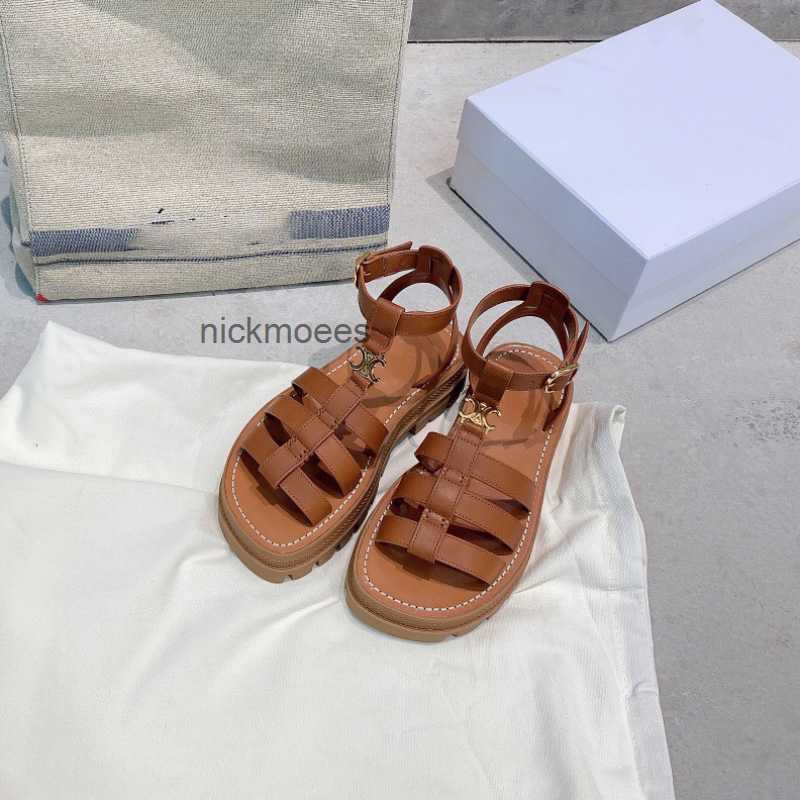 

Top quality Clea Triomphe Gladiator chunky sandals adjustable buckle ankle-strap sandal vegetal flats shoes platform luxury designers slides