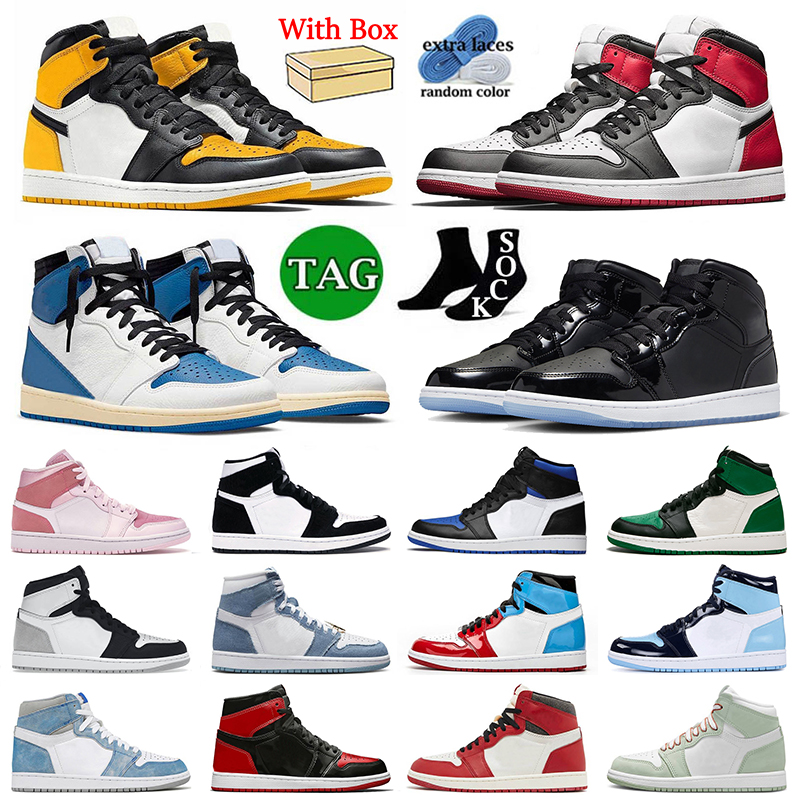 

2023 Fashion 1s Basketball Shoes Jumpman 1 Taxi Black Toe TS Fragment Mid Space Jam Digital Pink Twist Unc Denim Grey Fog Chicago Trainers Sneakers Mens Women Size 36-46, 22