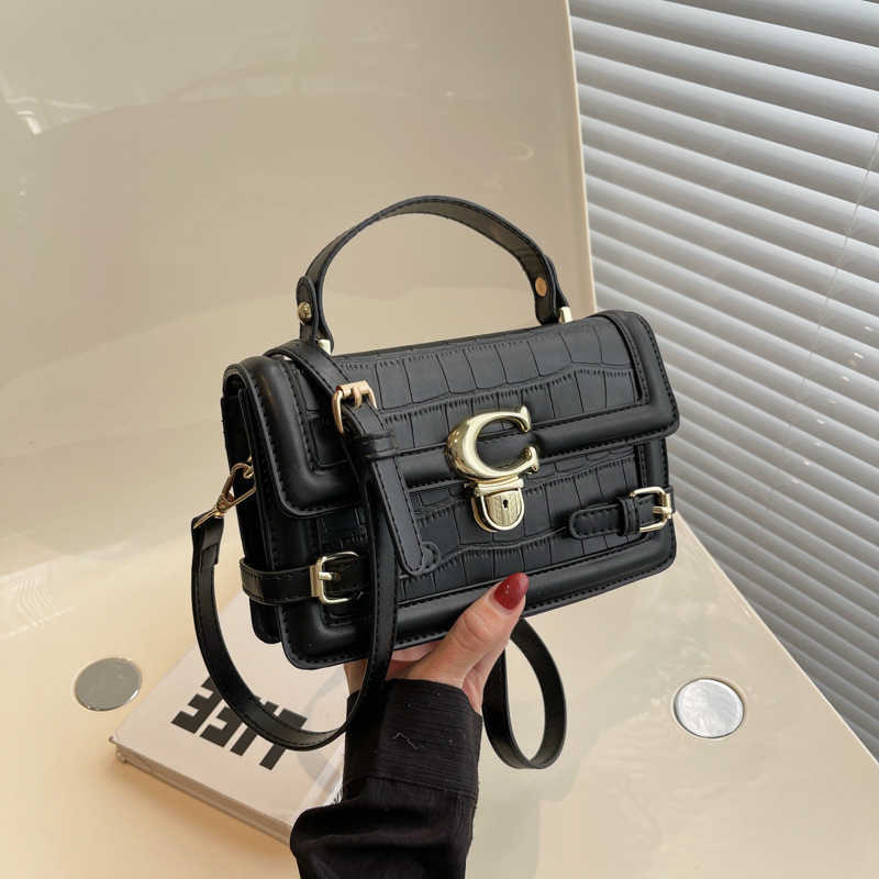 

Stuff Sacks Small Design Handbag New Texture Westernized Stone Pattern Box Bag High Single Shoulder Crossbody Women's Bag, Black14