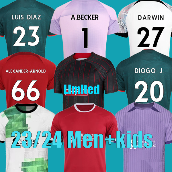 

23 24 season soccer jerseys GAKPO DARWIN 2023 Mohamed Luis DIaz Alexander Arnold football kit tops shirts men kids uniform A.BECKER goalkeeper, Home