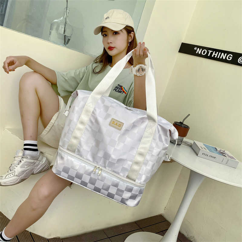 

Duffel Bags Travel Bag: Large Capacity Female Portable Waiting Bag Storage Short Trip Luggage Folding Fitness Bag 230316, Luo lanzi