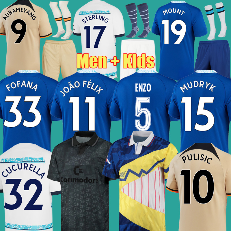 

22 23 24 ENZO CFC RETRO COLLECTION Soccer JerseyS JOAO FELIX PULISIC MOUNT STERLING 2023 MUDRYK Black Out football shirt men kids set Kits uniform, Home ucl