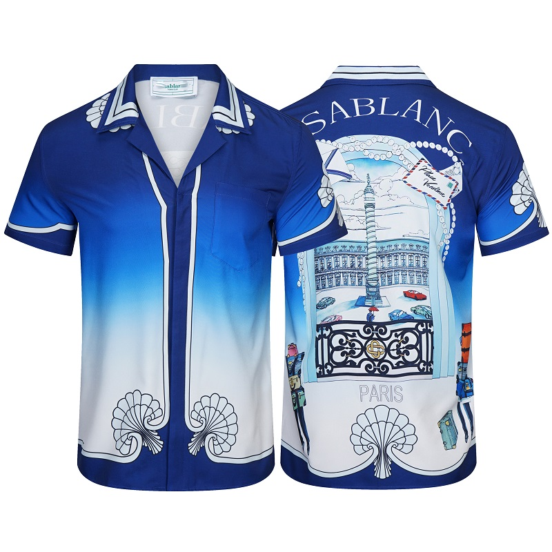 

Short sleeve shirt Casablanca new printed lined high quality designer silk shirt Polo M L XL 2XL, Multi