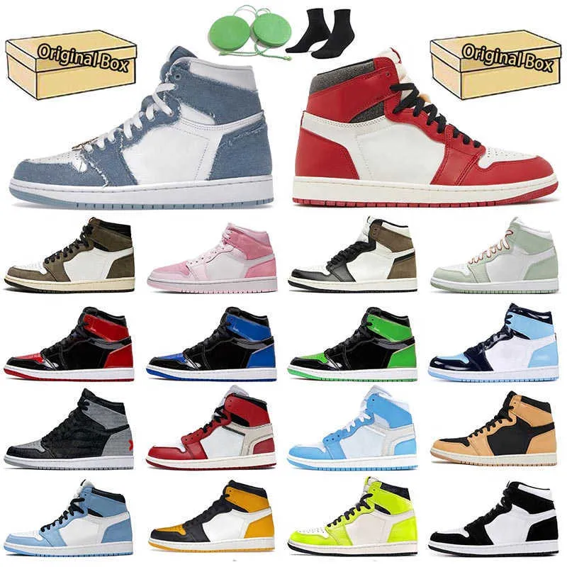 

Banned Patent Bred Basketball Shoes Mens Trainers Women Sneakers Blue Green Stealth Shadow Linen With Box Jumpman 1 1S Rebellionaire, B10 denim 36-47