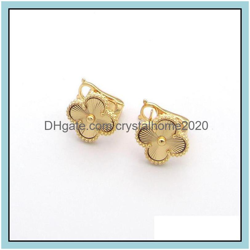 luxury designer earrings screw back fourleaf clover cleef earrings womens fashion 18k gold earring jewelry