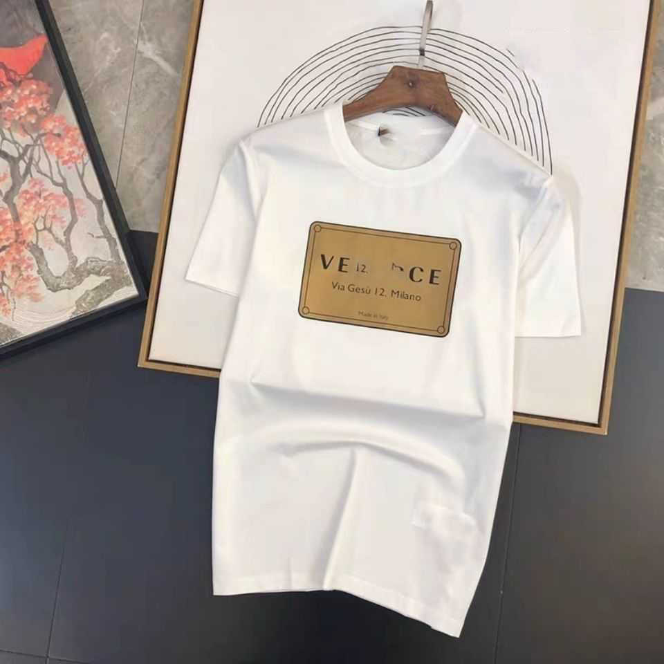 

Designer Mens T Shirt Tops Womens Trends Vercace T Shirts Casual Cotton Short Sleeves Luxury Clothing Street Shorts Sleeves Clothes Black