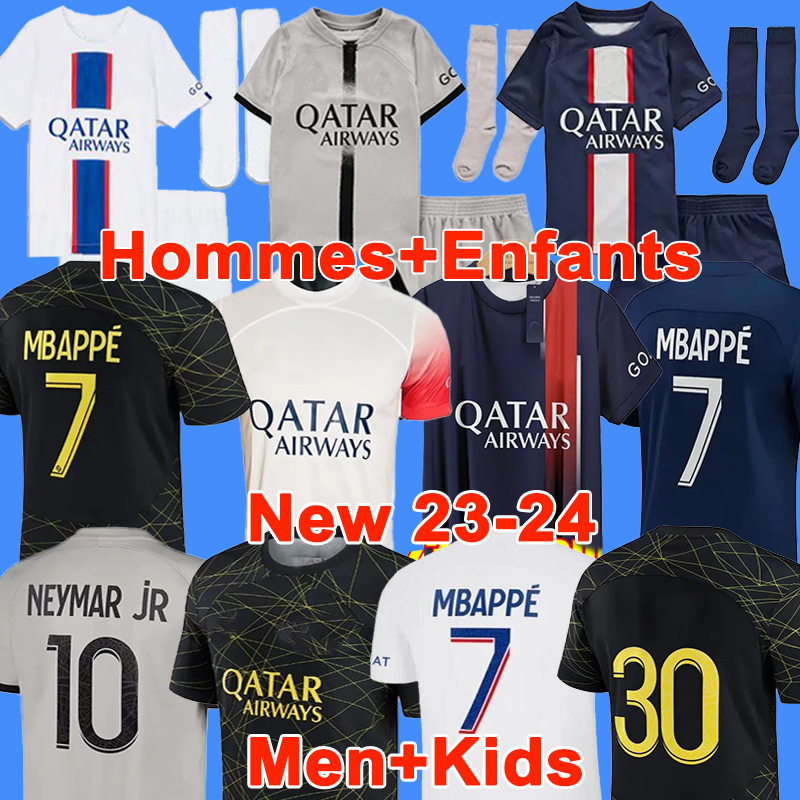 

2023 soccer jerseys PLAYER 30 10 MBAPPE 7 HAKIMI SERGIO RAMOS WIJNALDUM Maillots pSGS football shirt 22 23 24 men kids kit sets uniform enfants maillot de foot, 22 23 away adult ucl