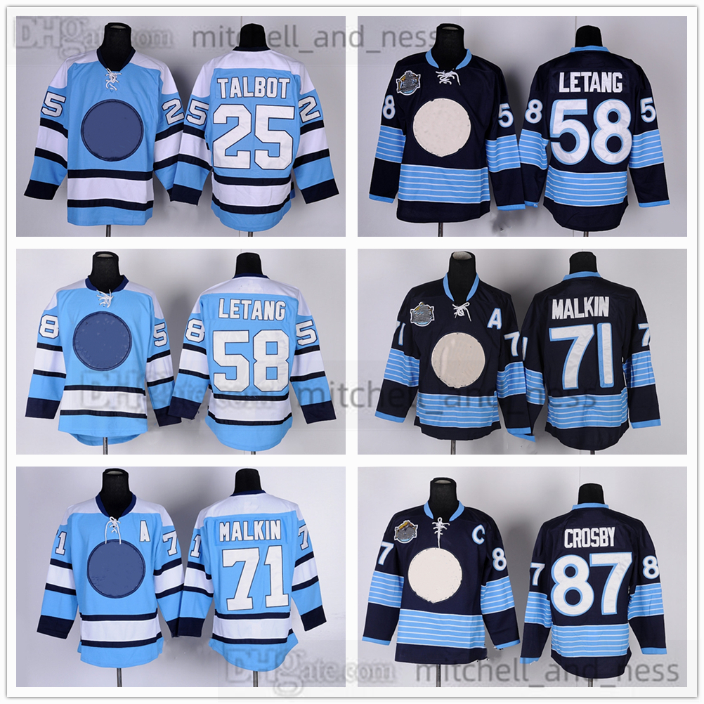 

71 Evgeni Malkin Winter Heritage Classic Hockey Jerseys Movie 25 Maxime Talbot 58 Kris Letang 87 Sidney Crosby 81 Phil Kessel Navy Blue Jersey, Aspicture (with team name)