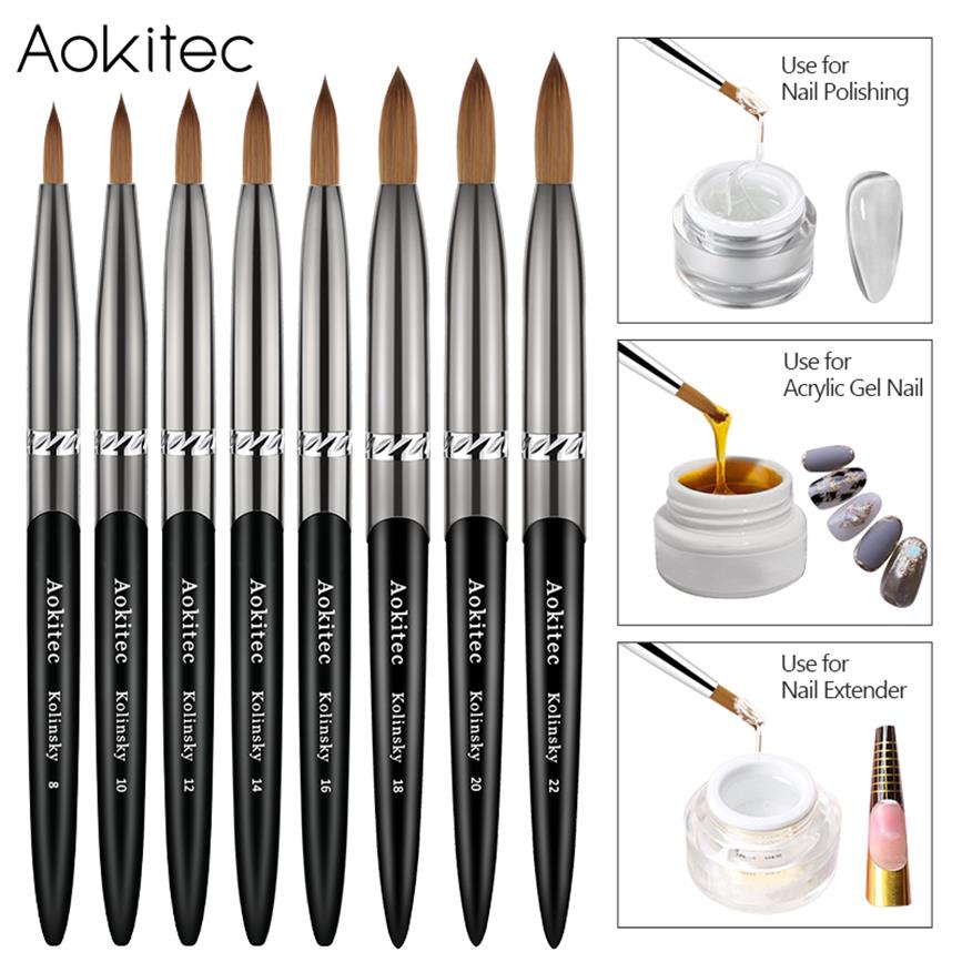 

Aokitec Kolinsky Acrylic Nail Brush 1Pcs Black UV Gel Polish Nails Art Extension Builder Pen Drawing Brushes for Manicure Tool2856