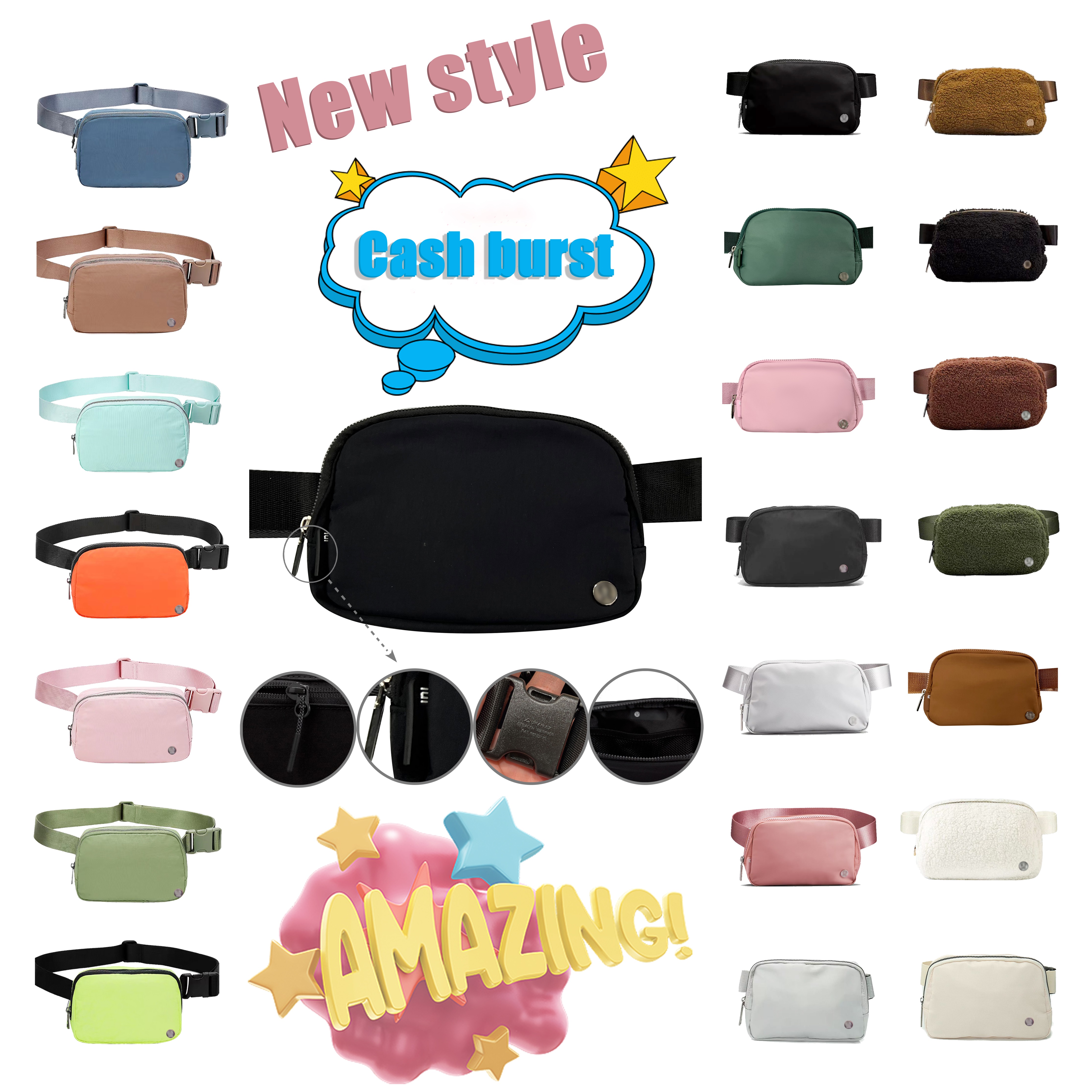 

TOP Luxurys Designer Waistpacks lulu lemen fleece Waistpacks lululemens woman yoga bag retro bumbag belt Waist Bags Nylon Cashmere handbag fashion Teedy fanny pack