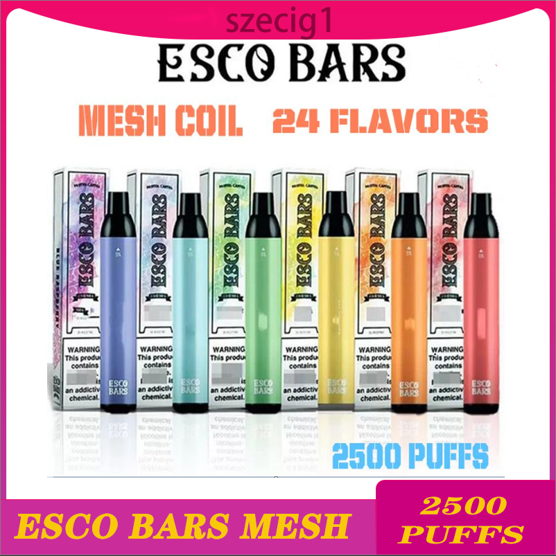 

ESCO BARS MESH 2500 Puff Disposable Vape E Cigarette 6ml Cartridge Device 5% Strength 1000mah Battery