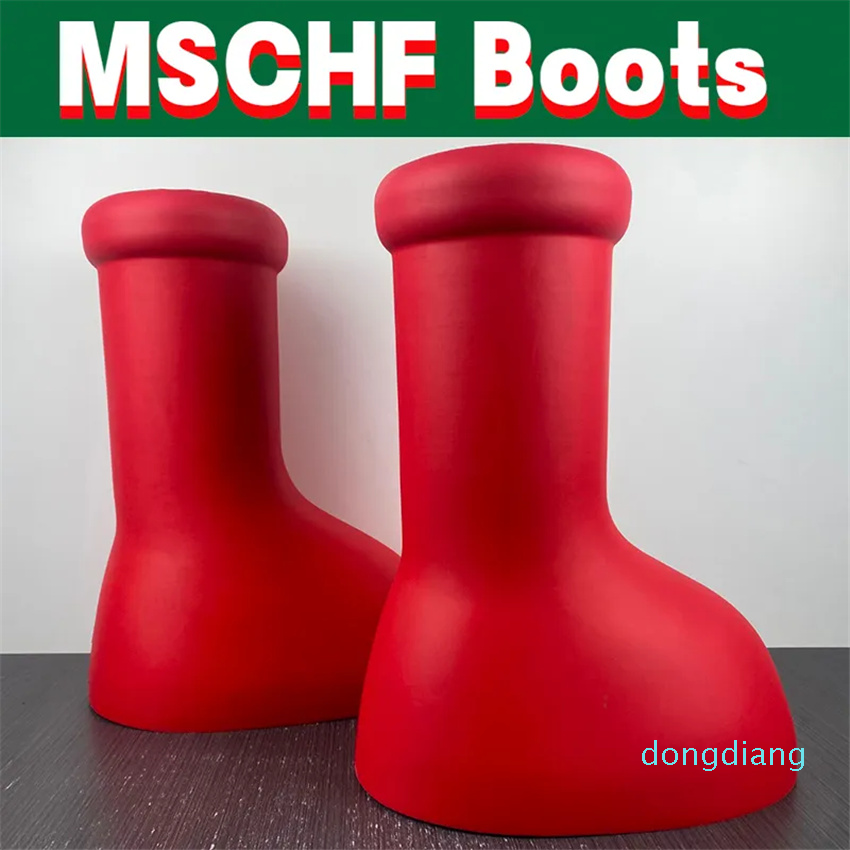 

New MSCHF Men Women Rain Boots Designer Big Red Boot Knee Mens Rubber Platform Booties Thick Bottom Non-Slip Bootie Fashion Astro Boy Rainboots Shoes Sneakers