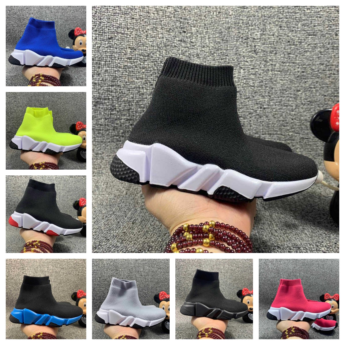 

Kids Shoes Girl Boy Slip on Shoes Sock Boot Shoe Kids Running Sport Sneakers Boys and Girls Fashion Soccer Boots Size EUR 24-35, Color 5