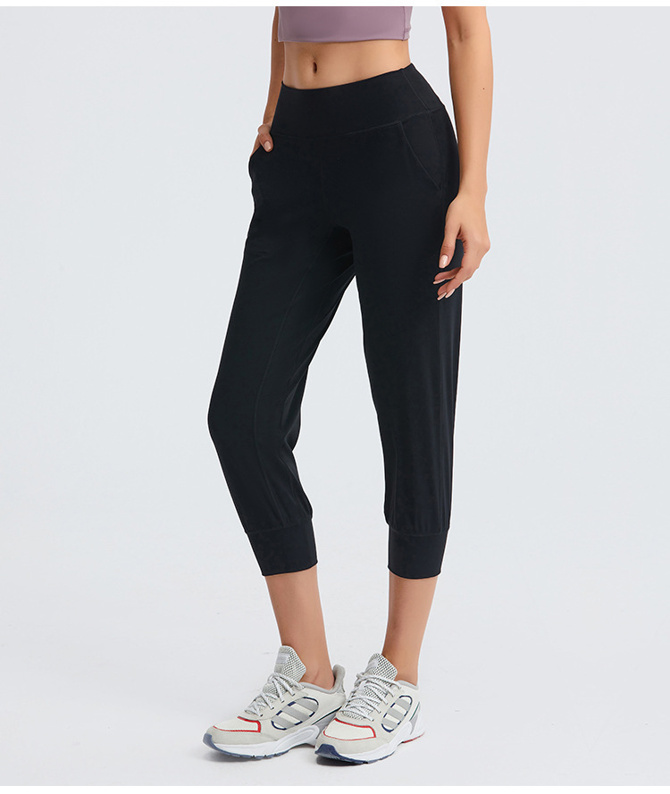 

Women's Active Pants Naked-feel Fabric Yoga Capris Summer Quick-drying Fitness Clothing Girls Sports Sweat Pants, Lead pink