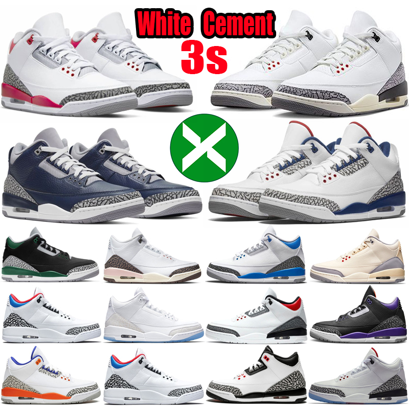 

2023 White Cement Reimagined Men Basketball Shoes 3 3s Sneakers Fire Red Cardinal Dark Iris Pine Green Unc Rust Pink Cool Grey Mens Women Outdoor Sports Trainers 3.2, #22 black cat 40-47