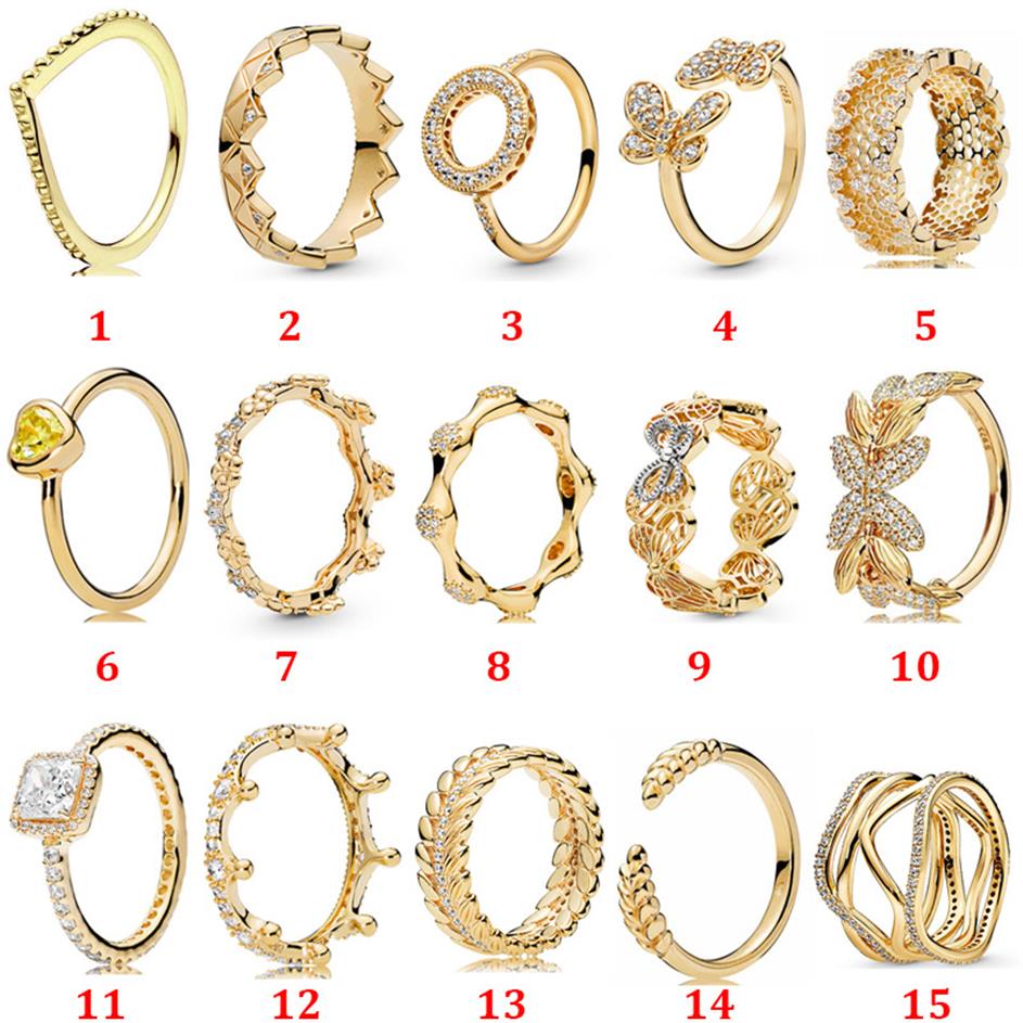 

High quality 100% 925 Sterling Silver fit pandora Ring Gold Corolla Dazzling Butterfly Open Ring Jewelry Engagement Lovers Fashion297G