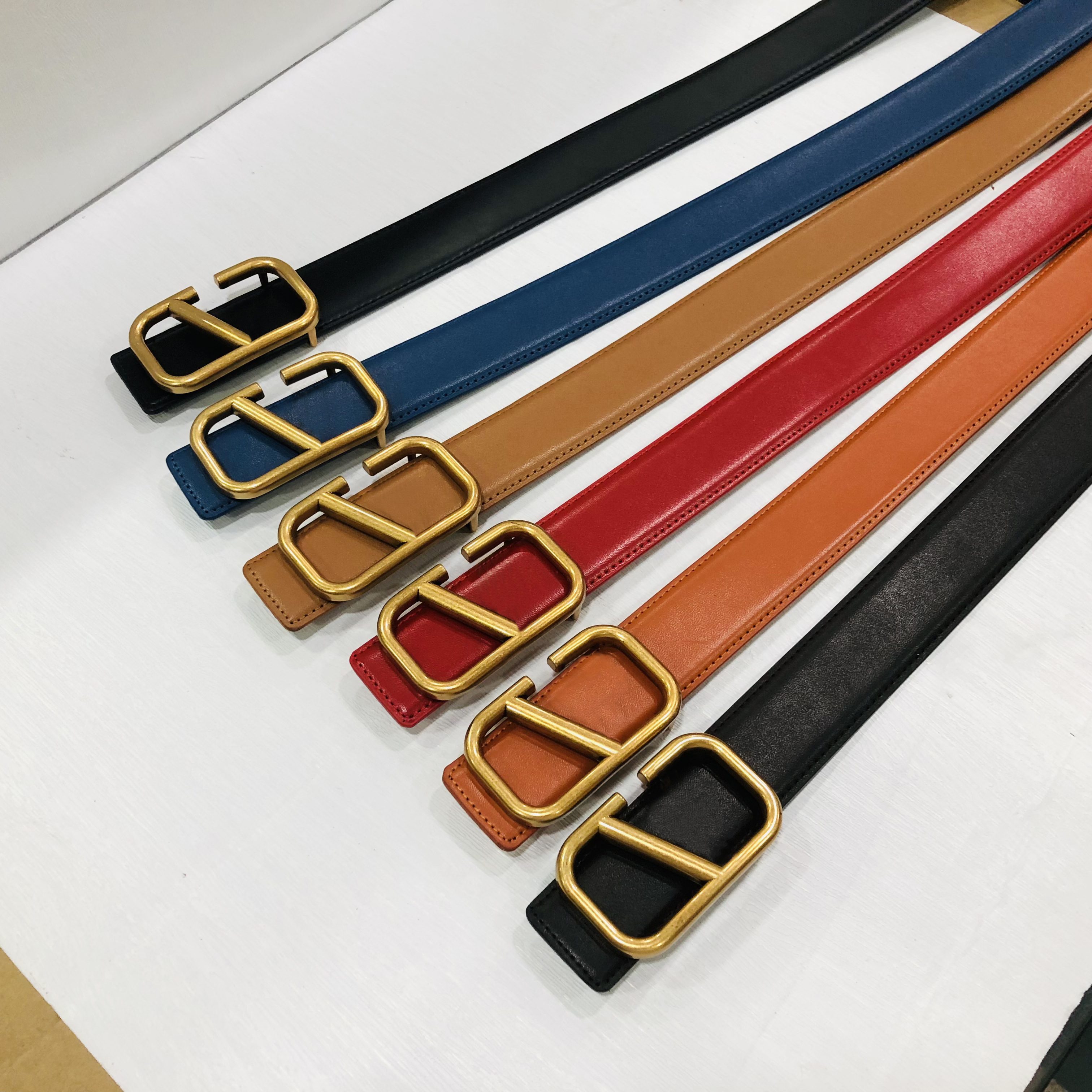 

Fashion classic solid gold letter men belts for women designers belt big Buckle 5 colors Width 4cm with red box, With box