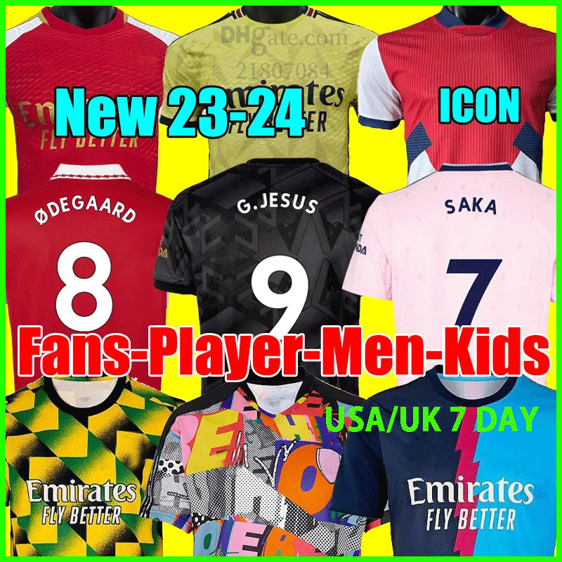 

SMITH ROWE G.JESUS SAKA Soccer Jerseys 22 23 24 SALIBA Fans Player Version ODEGAARD MARTINELLI JORGINHO 2022 2023 2024 Football Shirt Kits Men Kids Boys Sets Uniforms, 2023 away kids (no adult)