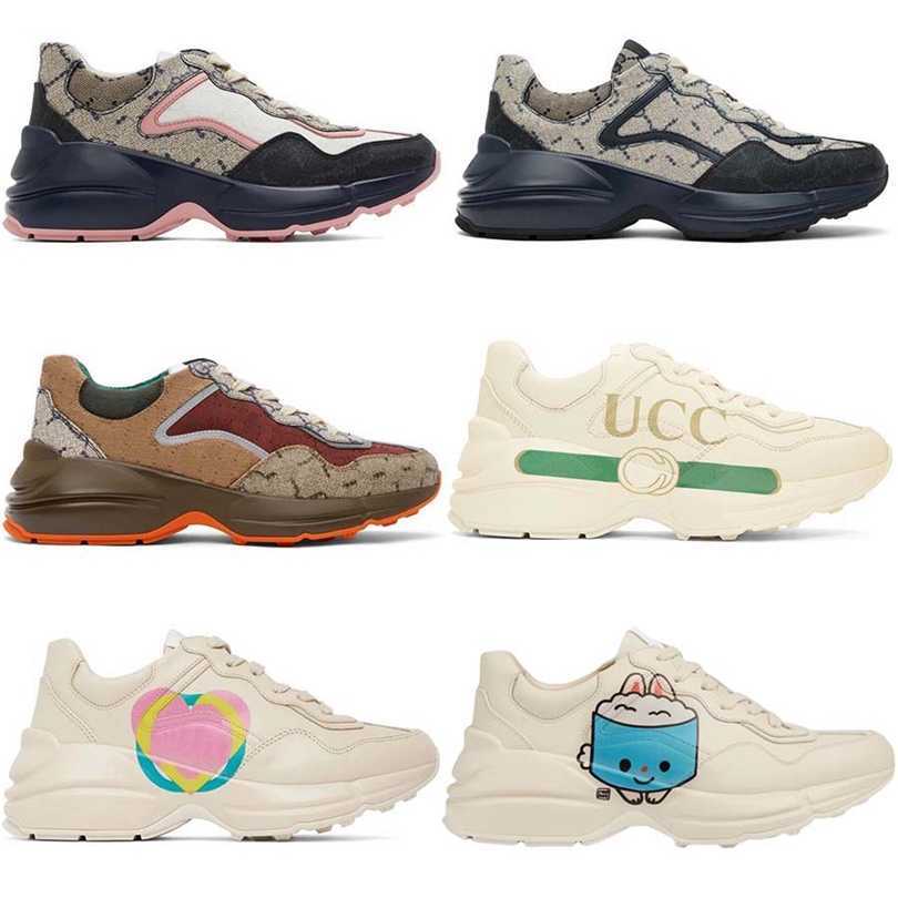 

Casual Shoes Designer Rhyton Sneaker Men Women Shoe Strawberry Wave Mouth Tiger Web Print Vintage Trainer Man Woman Variety of Styles0JLT, #13