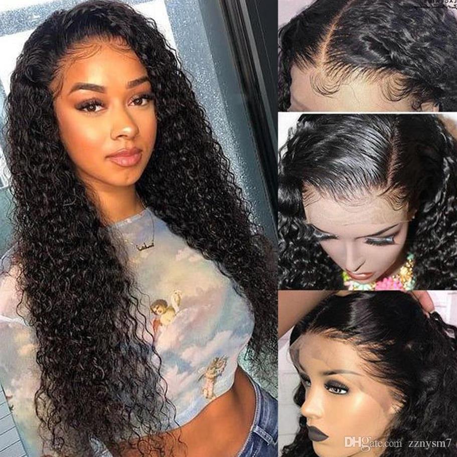 

Deep Curly Human Hair Wig Lace Front Human Hair Wigs For Black Women Preplucked Glueless Brazilian Front Lace Wig Remy 13x4225S, Natural color