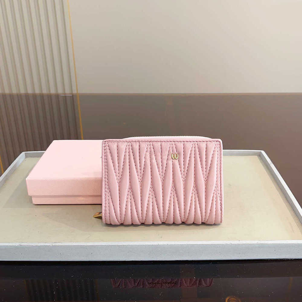

Designer Wallets pink mini Leather Wallet Women Zipper Card Holders Coin Purses Woman Clutch Wallets 2 colors with box