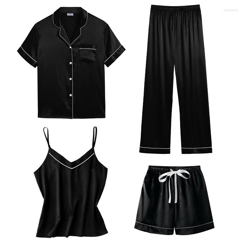 

Women's Sleepwear Silk Pajamas For Women Home Suit Short Sleeve Shirt Pants Pyjamas Set Satin Nightwear Nightgown Pijama Verano Mujer